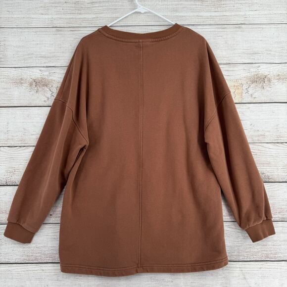Varley Rowan Sweat Crewneck Sweatshirt Womens Large Brown Fleece - Picture 2 of 14